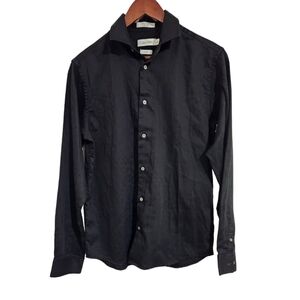 Calvin Klein Sateen Long Sleeve Button Up Shirt Boys Size 18 Black